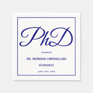 PhD-Grad White Blue Graduation Party Napkins Serviette