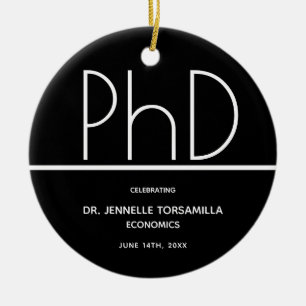 PhD Graduation Party Black Keepake Keramik Ornament