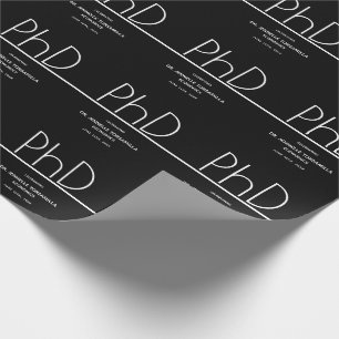 PhD Graduation Party Black Wrapping Paper Geschenkpapier