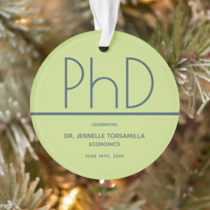 PhD Graduation Party Green Blue Ornament