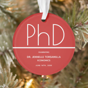 PhD Graduation Party Red Keepake Ornament