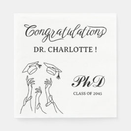 PhD-Graduationspartei in Schwarz und Weiß Serviette