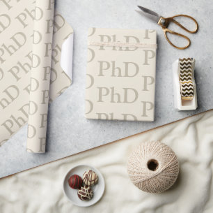 PhD Khaki Tan Degree Word Muster Abschluss Geschenkpapier