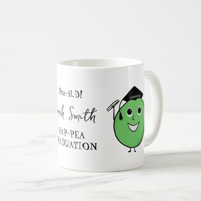 PHD Pea-HD Funny Pea Abschluss Geschenk für grad Kaffeetasse (VorderseiteRechts)
