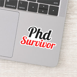 Phd Survivor Typografie rot schwarz Aufkleber
