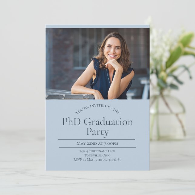 PhD Zwei-Foto-Abschluss Einladung (Stehend Vorderseite)