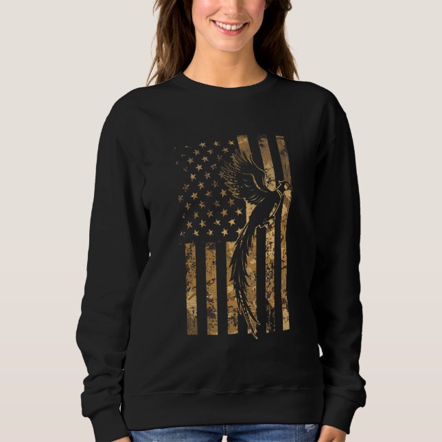 Pheasant Bird Hunter American Flag Camouflage Phea Sweatshirt (Vorderseite)