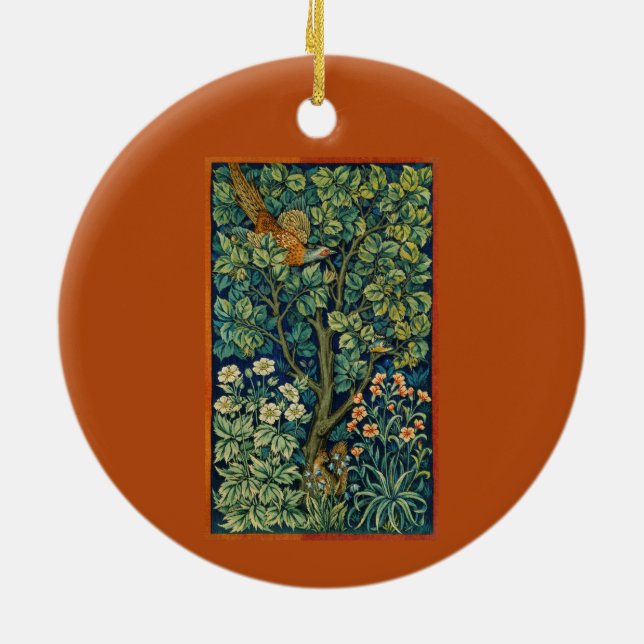 Pheasant Bird in a Tree (von William Morris) Keramik Ornament (Hinten)