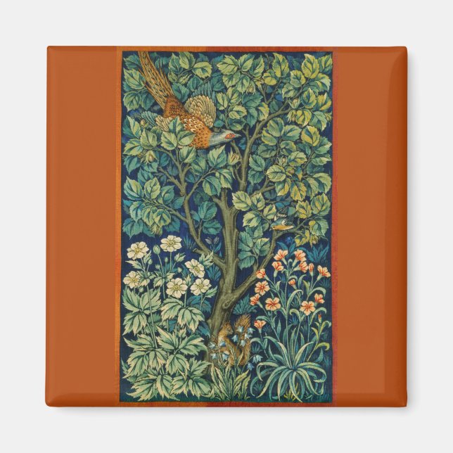 Pheasant Bird in a Tree (von William Morris) Magnet (Vorne)