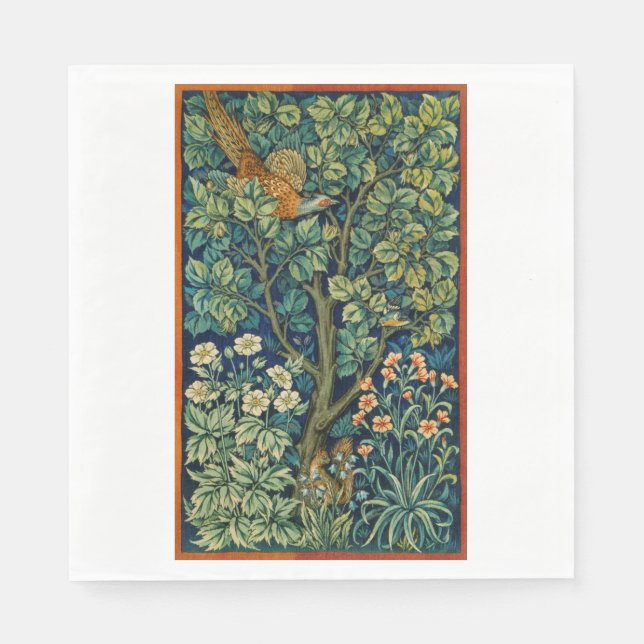 Pheasant Bird in a Tree (von William Morris) Serviette (Vorderseite)