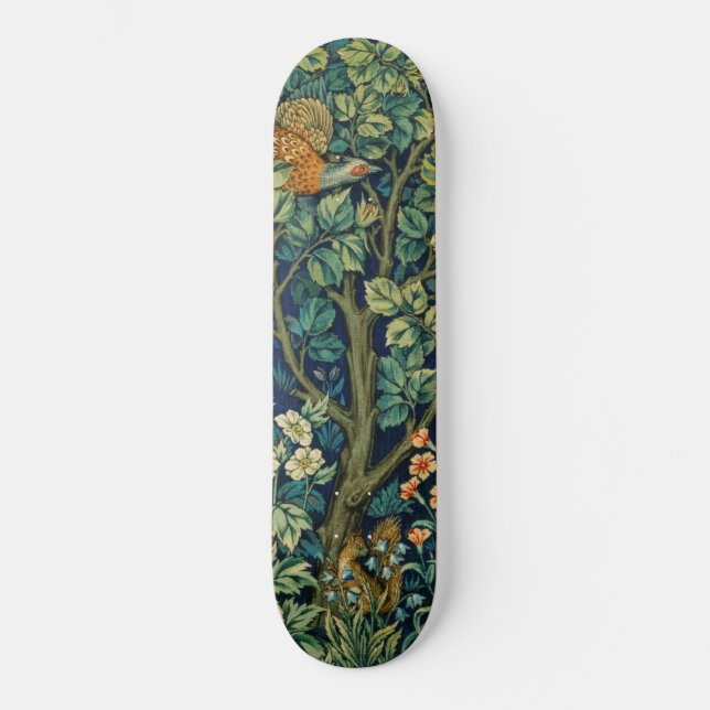 Pheasant Bird in a Tree (von William Morris) Skateboard (Vorderseite)