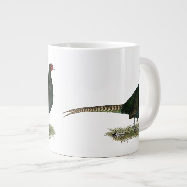 Pheasant Black Rooster Jumbo-Tasse (Vorderseite Rechts)