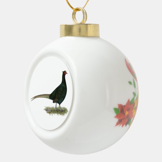 Pheasant Black Rooster Keramik Kugel-Ornament (Rechts)