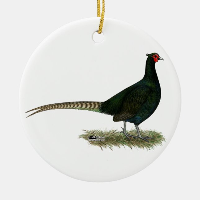 Pheasant Black Rooster Keramikornament (Vorne)