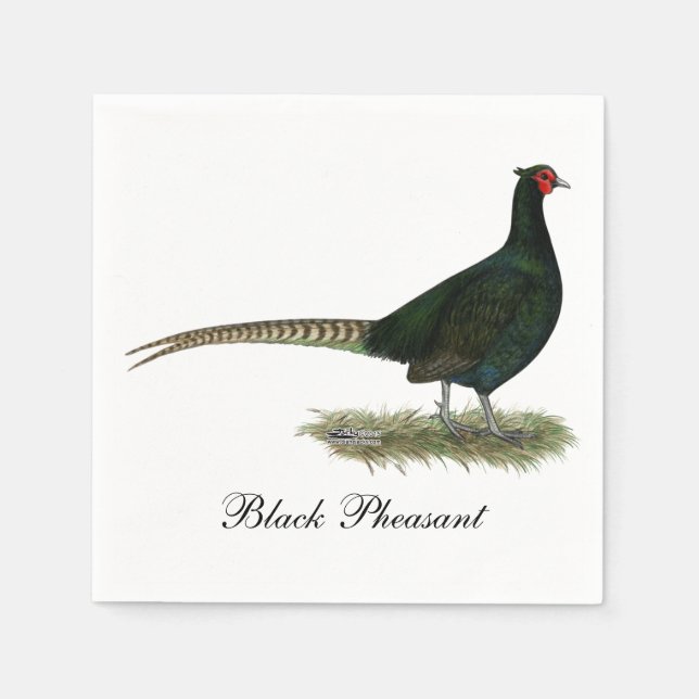 Pheasant Black Rooster Serviette (Vorderseite)