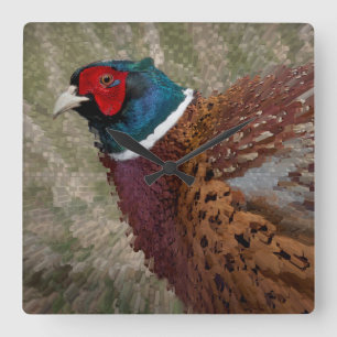Pheasant Clock Quadratische Wanduhr
