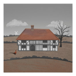 Pheasant Farmhouse Poster