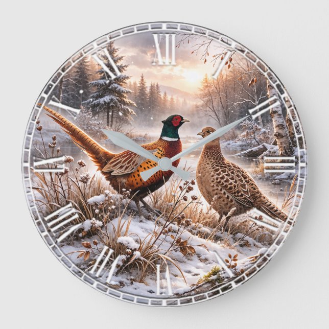 Pheasant  große wanduhr (Vorderseite)
