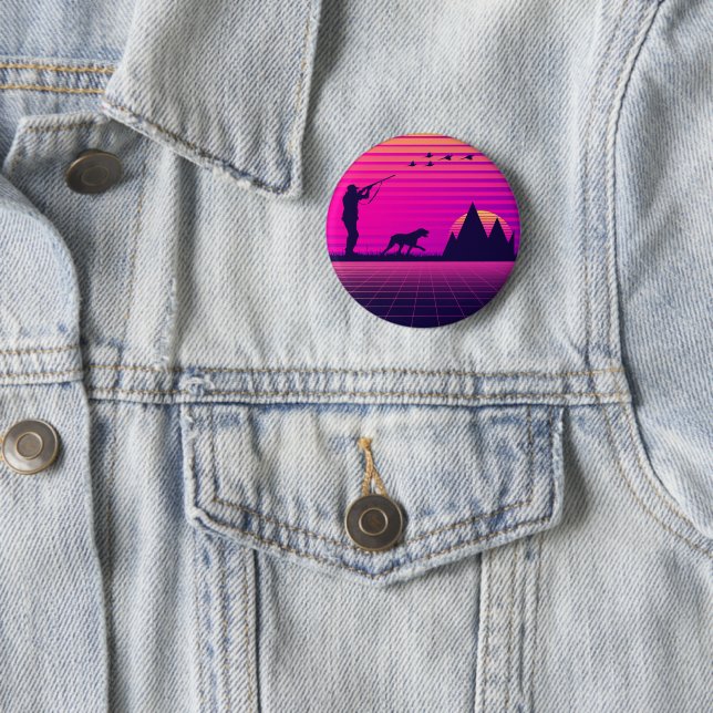 Pheasant Jagd Upland Bird Hunter Hund Vaporwave Button (Beispiel)