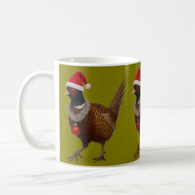 Pheasant looking festive Christmas card Kaffeetasse (Links)