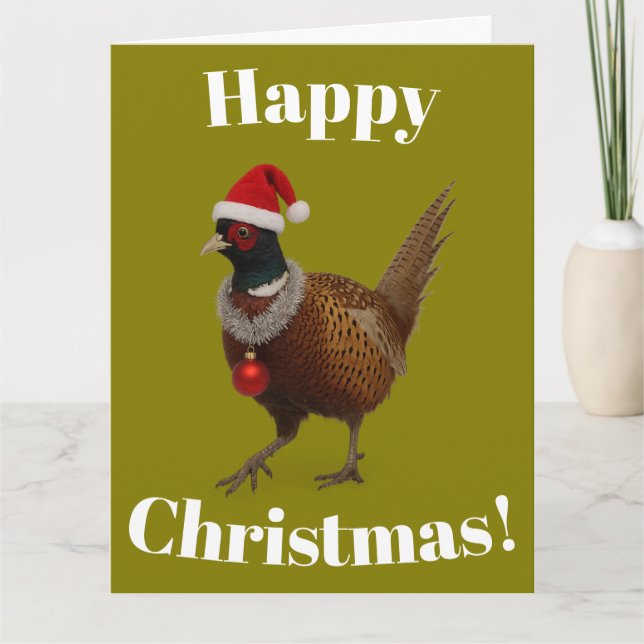 Pheasant looking festive Christmas card Karte (Vorderseite)