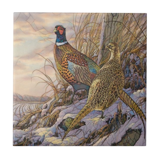 Pheasant Pillar Candle Flask Geschenkboxen Fliese (Vorderseite)