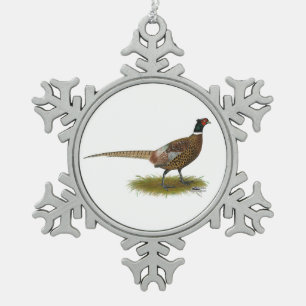Pheasant Rooster Schneeflocken Zinn-Ornament