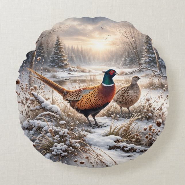 Pheasant  rundes kissen (Vorderseite)