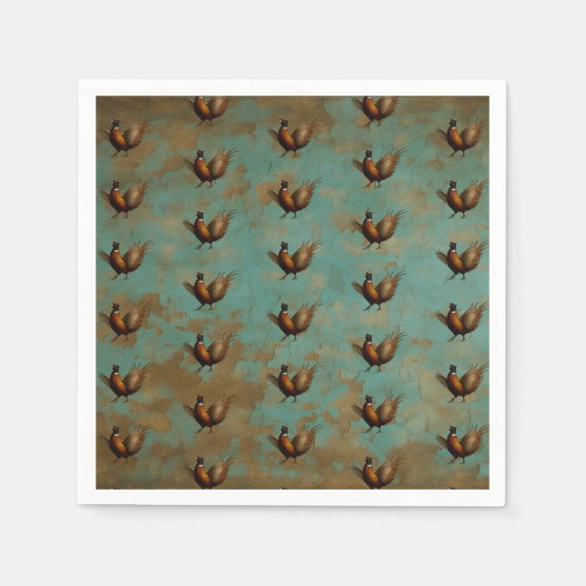 Pheasant strutting design paper party napkins serviette (Vorderseite)