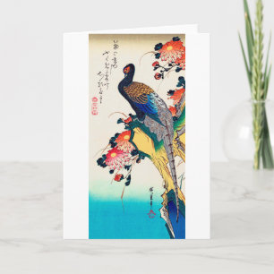 Pheasant und Chrysanthemum, Hiroshige, Ukiyo-e Karte