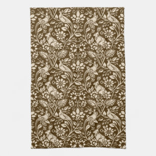 Pheasant und Hare Pattern, braun und Beige  Geschirrtuch