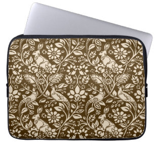 Pheasant und Hare Pattern, braun und Beige Laptopschutzhülle