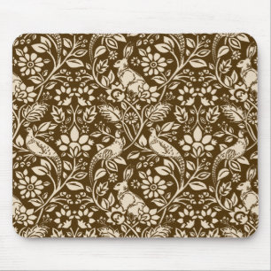 Pheasant und Hare Pattern, braun und Beige Mousepad