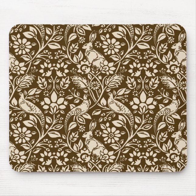 Pheasant und Hare Pattern, braun und Beige Mousepad (Vorne)