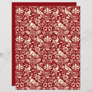 Pheasant und Hare Pattern, Deep Red und Creme