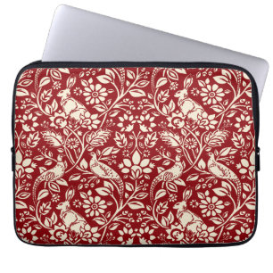 Pheasant und Hare Pattern, Deep Red und Creme Laptopschutzhülle