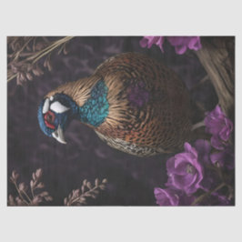 Pheasant Violet Floral Illustration Seidenpapier