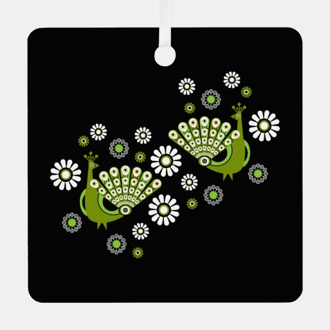 Pheasants Peacock Art Ornament Aus Metall (Vorderseite)