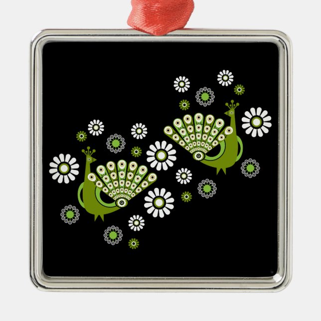 Pheasants Peacock Art Ornament Aus Metall (Vorne)