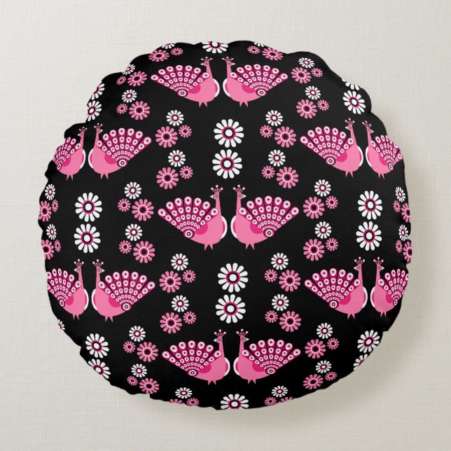 Pheasants Peacock Art Rundes Kissen (Vorderseite)