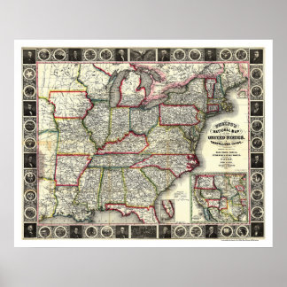 Phelps United Staaten Map 1852 Poster