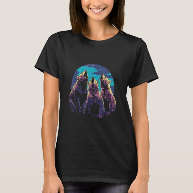 Phenomenal Howling Grizzly Bear Pack Retro Awesome T-Shirt (Vorderseite)