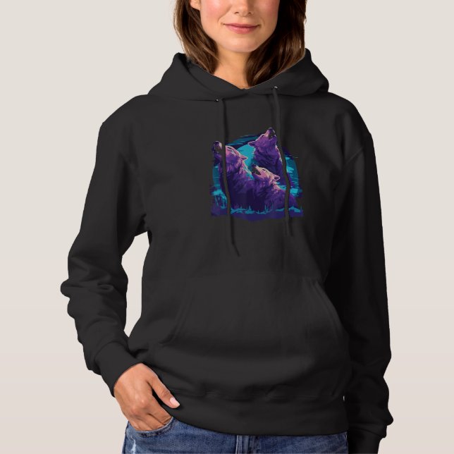 Phenomenal Howling Wolves Wolf Pack Retro Awesomen Hoodie (Vorderseite)
