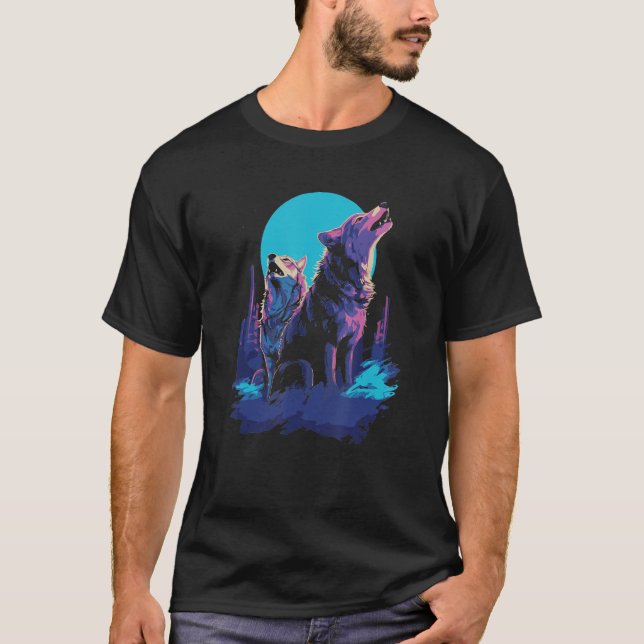 Phenomenal Howling Wolves Wolf Pack Retro Awesomen T-Shirt (Vorderseite)