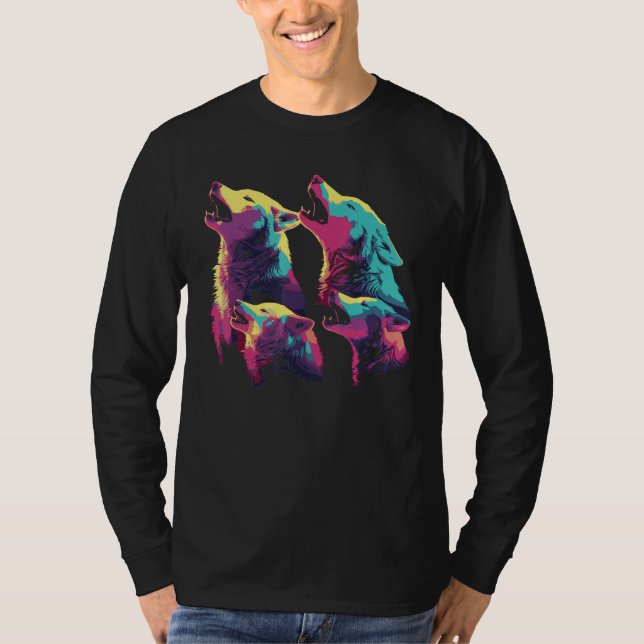 Phenomenal Howling Wolves Wolf Pack Retro Awesomen T-Shirt (Vorderseite)