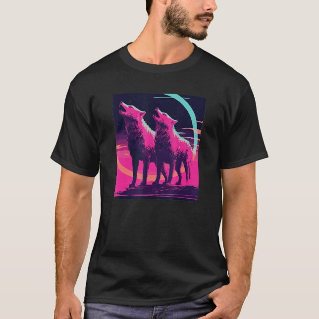 Phenomenal Howling Wolves Wolf Pack Retro Awesomen T-Shirt (Vorderseite)