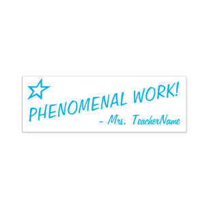 "PHENOMENALE ARBEIT!" + Tutor-Name Kautschuk-Brief Permastempel
