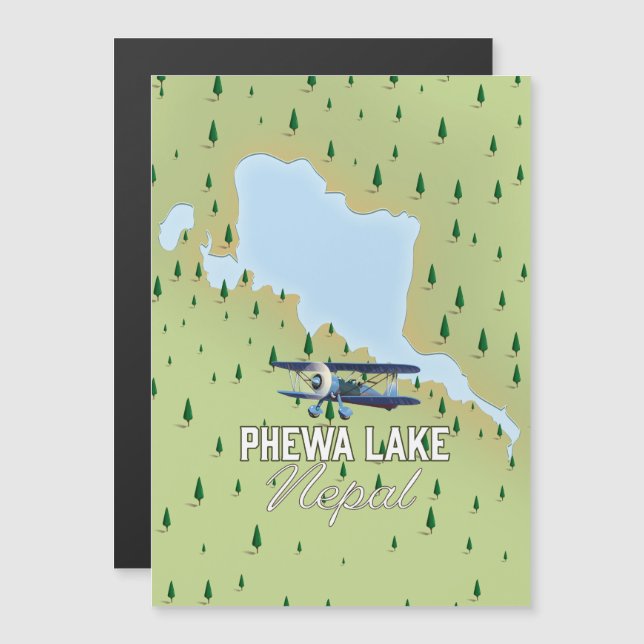 Phewa Lake Nepal Reisekarte Magnetkarte (Vorne/Hinten)