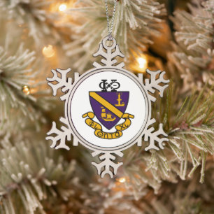 Phi Chi Theta Farb-Wappen Schneeflocken Zinn-Ornament