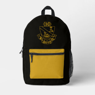 Phi Chi Theta-Wappen Gold und Schwarz Bedruckter Rucksack